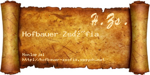Hofbauer Zsófia névjegykártya